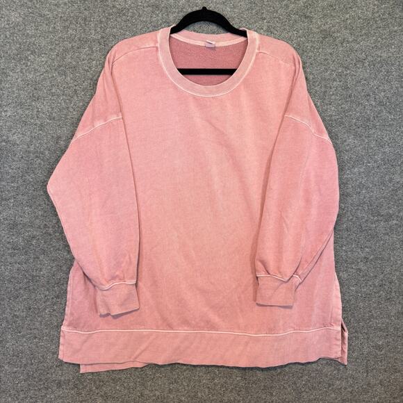 Old Navy Sweater Women 2X XXL Pink Sweatshirt Fleece Plus Size Crewneck Pullover - Picture 1 of 9